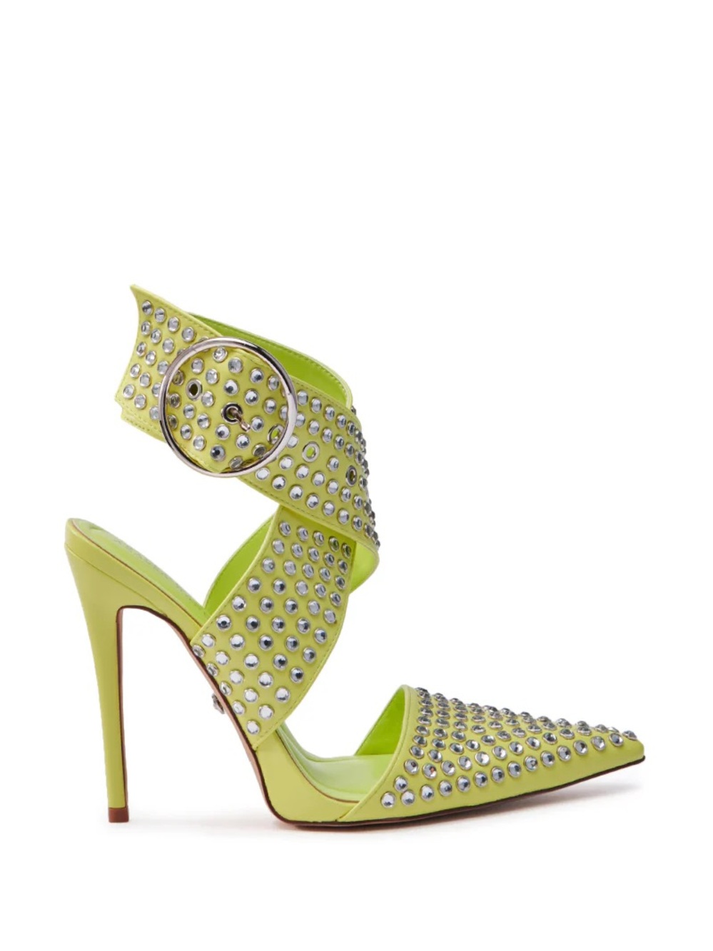 Azalea Wang Neon Yellow Studded Pointed-Toe Heels